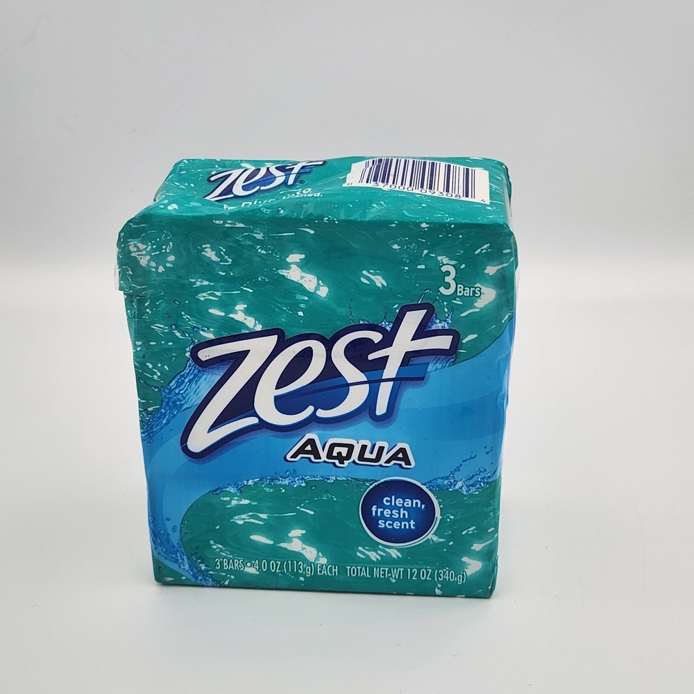 Vintage‎ ZEST Aqua Clean Fresh Scent Bath Bars Soap 3pc Pack Sealed Package